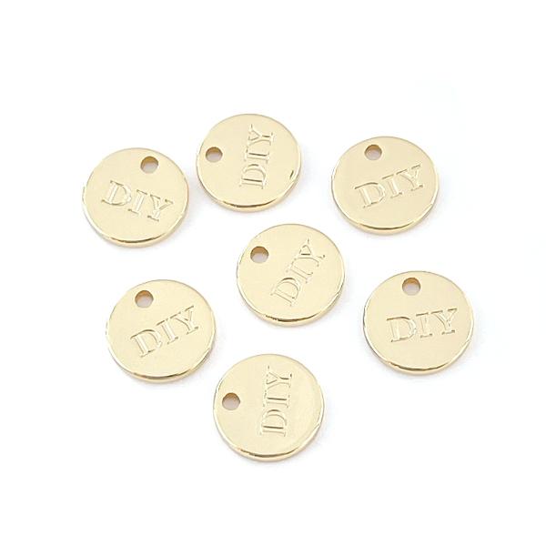 ejp584_1【10個入り】 DIY文字 約8mm 円形 高品質 真鍮製 16KGP