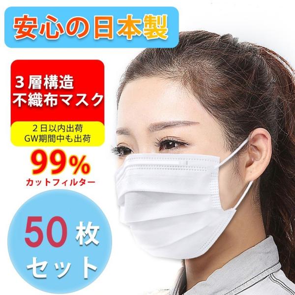 マスク 在庫あり 日本製 使い捨てマスク ホワイト 99 カット 普通サイズ 50枚セット ふつう ウイルス 風邪 花粉 Pm2 5対策 Bl 10 Www Wearefromdust Org