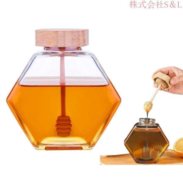 蜂蜜ポット アドバンスト ガラス蜂蜜ジャー 木製スティック付 家庭用 業務用 キッチン 使いやすい 便利 調理器具 お手入れ簡単 快適 おしゃれ 新生活 実用的