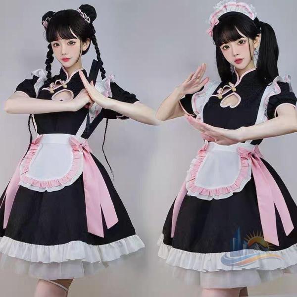 チャイナドレス ワンピース レディース かわいい チャイナ メイド服 コスプレ アドバンスト ロリータ 大人 結婚式 演奏会 発表会 二次会 お呼ばれ 上品