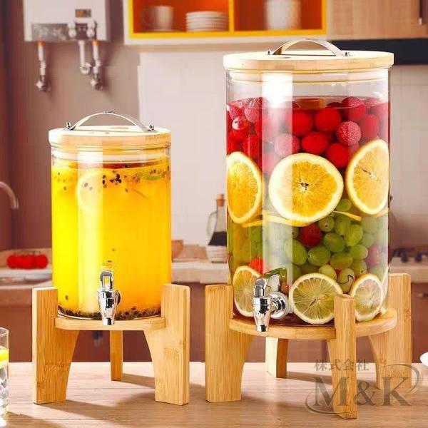 冷水筒 ドリンクサーバー ステンレス製の蛇口 ガラス貯蔵タンク ガラスポット M＆K（株） 保存瓶ドリンクディスペンサー ジュース 大容量 梅酒