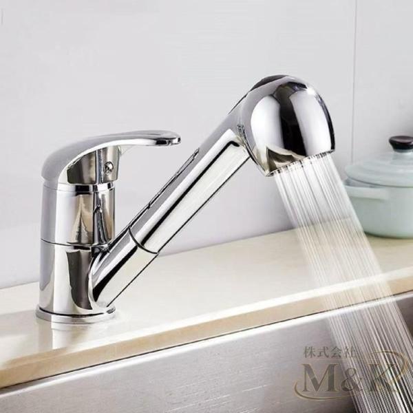 キッチン蛇口キッチン用水栓シャワー混合栓 シングルレバーキッチン用混合栓バネ式シャワー M＆K（株） 台所用品 日常使い 食卓 収納 料理用品