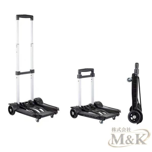 軽量折りたたみカート 2輪付き 40kg耐荷重 キャリングカート 高さ調節可能 M＆K（株） 組み立て不要 大型タイヤ 携帯用 アウトドア