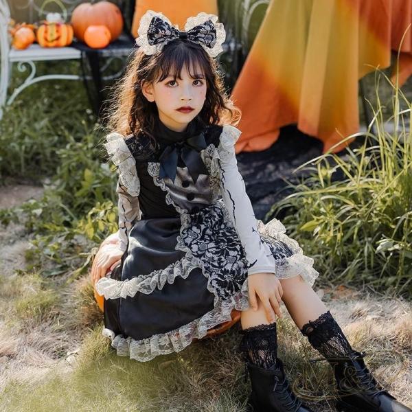 子供 ハロウィンコスプレ ロリータワンピース バンパイアコスチューム 吸血鬼 女の子 M＆K（株） ドレス 子ども メイド 衣装 悪魔 魔女 服