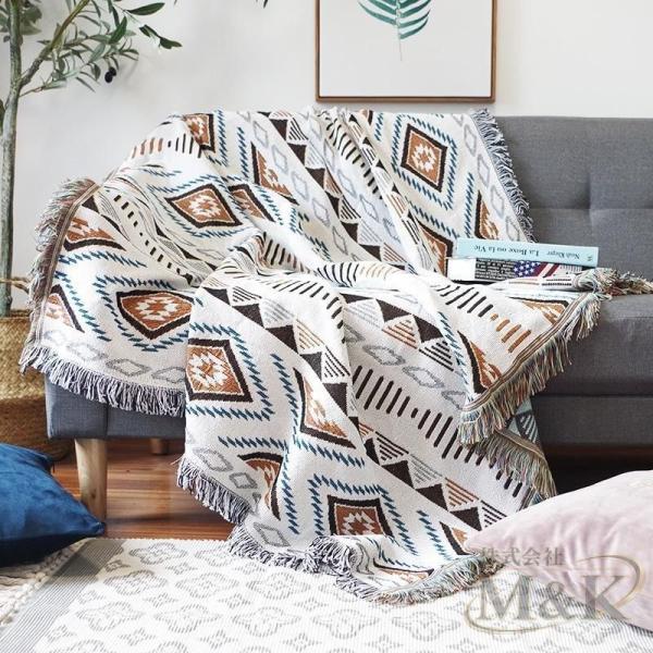 ラグマット ソファーカバー マルチカバー 150×90 グランピング ブランケット M＆K（株） カーペット オルテガ 丸洗い可 キリム ラグ