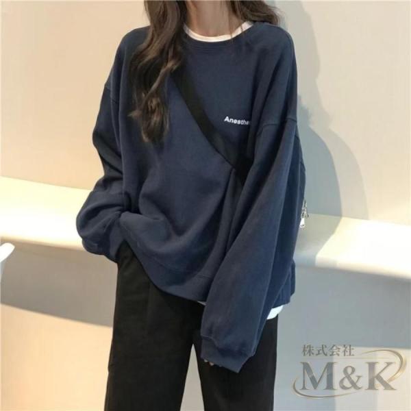 トレーナー レディース tシャツ スウェット パーカー ゆったり 秋春新作 部屋着 M＆K（株） 可愛い 長袖 無地 アウトドア 普段使い 通勤