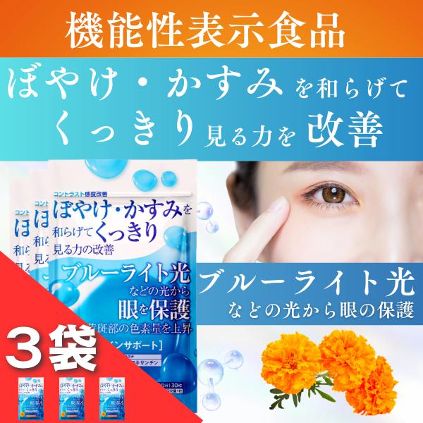 ルテイン サプリメント ルテインサポート 眼の機能性表示食品 見る力を改善 ブルーライト光からの眼を保護 ゼアキサンチン 3袋セット