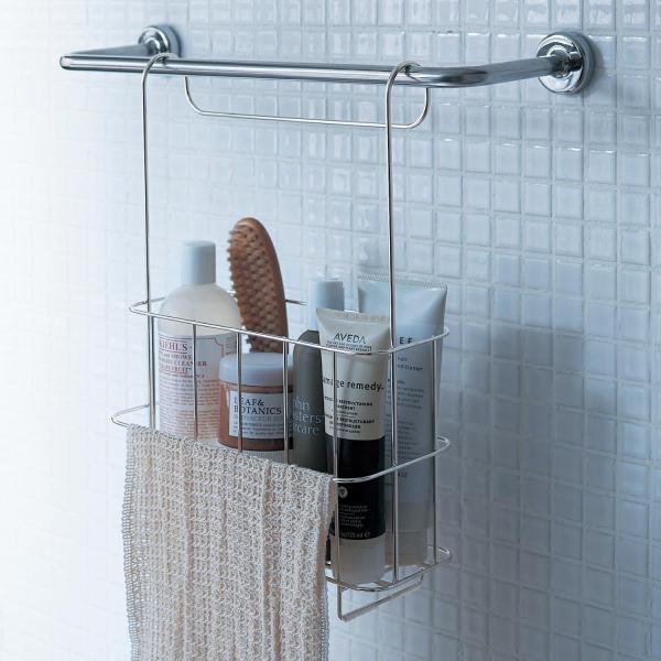 浴室用ラック浴室棚アルミ製のダブルタオルバー ウォールマウント機能お風呂シルバー bellemaison_1090224-001