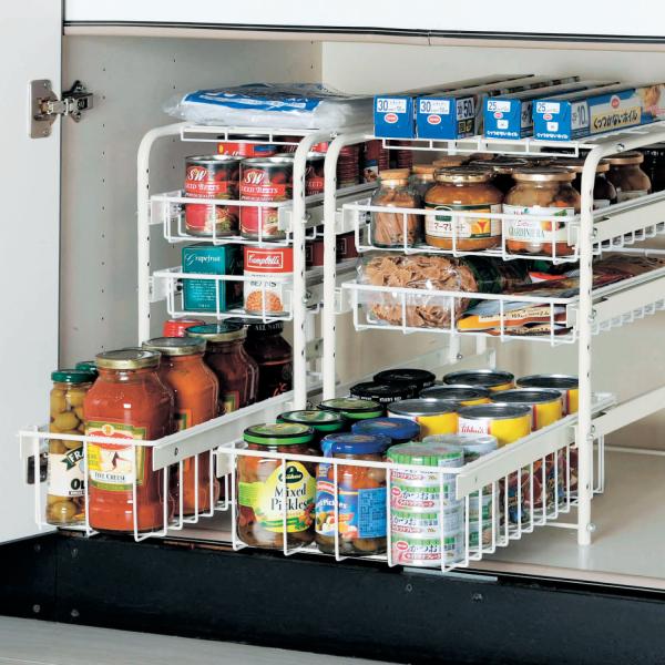 幅約31.5cm3段 燕三条で作る頑丈シンク下スライドラック［日本製］ 燕三条で作る頑丈シンク下スライドラック［日本製］ 幅約31.5cm 3段