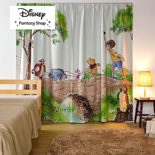 ⚪︎ディズニーキャラクター プリントカーテン ⚪︎新品⚪︎くまのプーさん⚪︎レトロ⚪︎ Disney（ディズニー） カーテン 遮光 一枚絵 キャラクター くまのプー