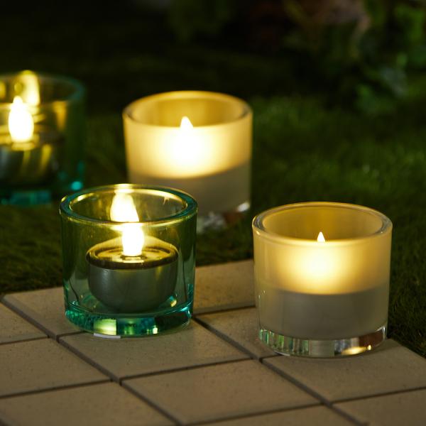 ろうそくのように明かりが揺らめくソーラーキャンドルライト 2個組