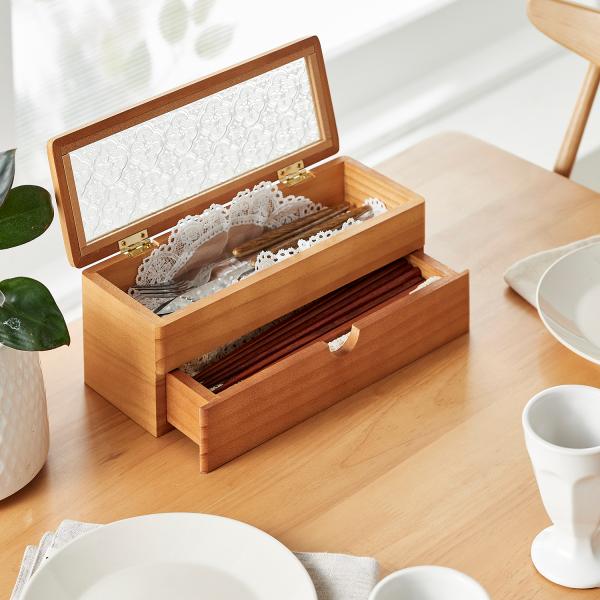 天然木とレトロガラスのカトラリーケース : ベルメゾン Yahoo