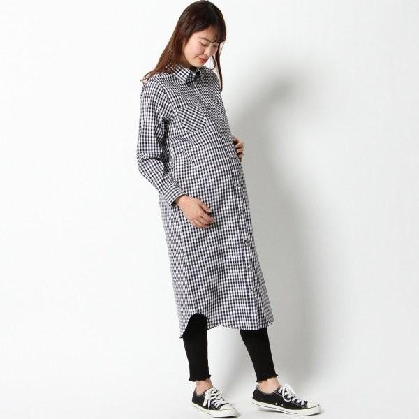マタニティ ワンピース 授乳しやすいマタニティ長袖シャツワンピース ネイビーチェック ベルメゾン Paypayモール店 通販 Paypayモール