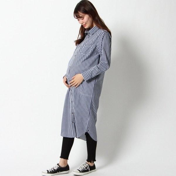 マタニティ ワンピース 授乳しやすいマタニティ長袖シャツワンピース ブルーチェック ベルメゾン Paypayモール店 通販 Paypayモール