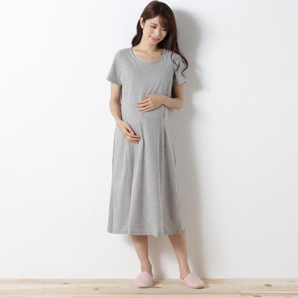 マタニティ ワンピース 授乳口付マタニティ半袖パッド付きワンピース ライトグレー ベルメゾン Paypayモール店 通販 Paypayモール