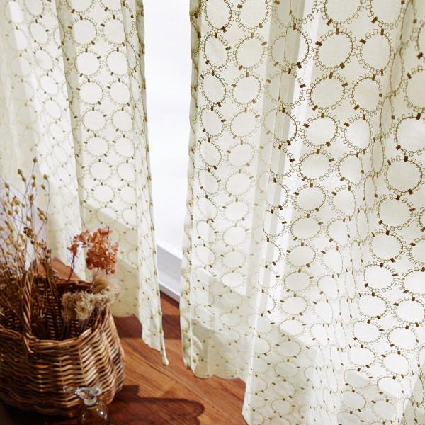 ベルメゾン トルコ刺繍のレースカーテン”ヤドリギ” 「 約130×238(2枚