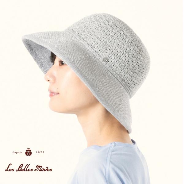 ハット 日本製 UVカット 遮光 遮熱 蒸れにくい 洗える たためる 帽子 レディース 春夏 (３カラー展開) 07-730 麻混レースの遮光クローシュ ベルモード