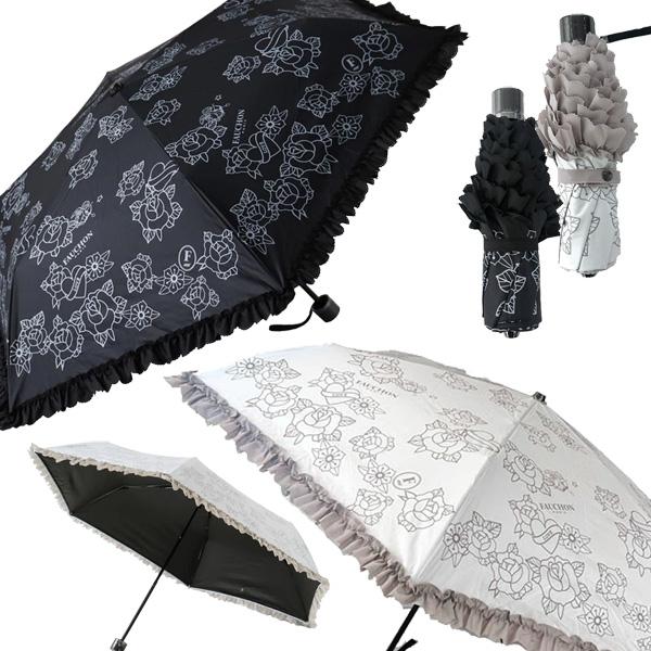 フォション　折りたたみ日傘（傘袋付き）モノトーン　ange（アンジュ）　ブラック　【FAUCHON】 フォション 折りたたみ日傘（傘袋付き）モノトーン ange（アンジュ