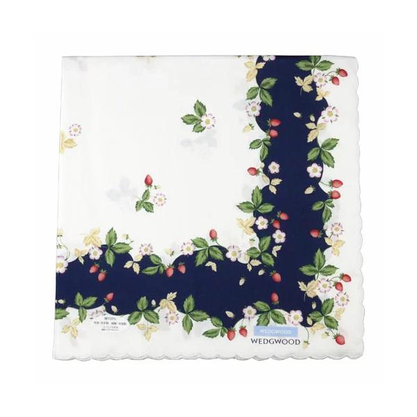 ウェッジウッド ワイルドストロベリー 婦人用プリント イージーケア ハンカチ 2211 数量限定 ネイビー ギフト ブランド おしゃれ 女性
