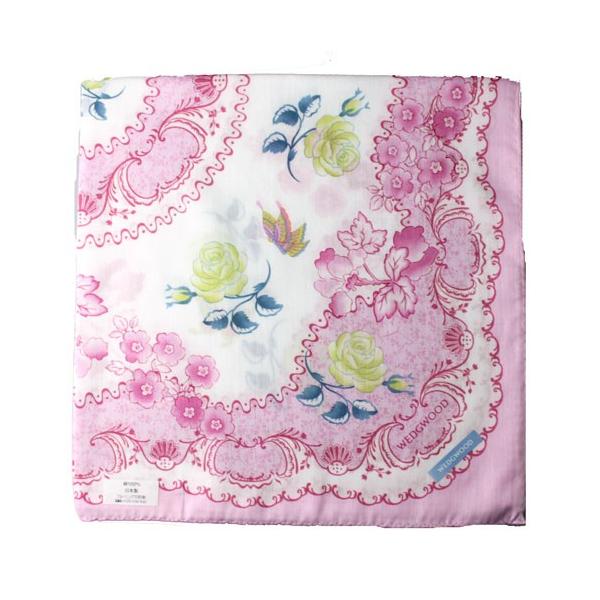 ウェッジウッド バタフライブルーム 春の新作 婦人用プリントハンカチ 9501 ピンク おしゃれ 女性 ギフト ブランド