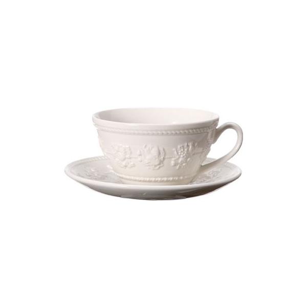 WEDGWOOD QUEEN'S WARE FESTIVITY IVORYシリーズ：フェスティビティサイズ(カップ)：約W123 × φ103 × H60mm容量：約270cc(満水)サイズ(ソーサー)：約φ147 × H22mm材質：クイ...