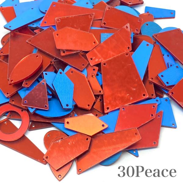アクリルミラーパーツ　ミラーパーツ　ミラーストーン　衣装用ミラー　ランダムミックス　３０peace　赤　レッド　衣装用パーツ