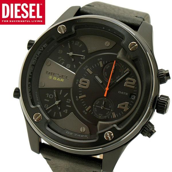 ディーゼル DIESEL クロノグラフ腕時計 ボルトダウン BOLTDOWN 牛革ベルト ブラック メンズ DZ7425