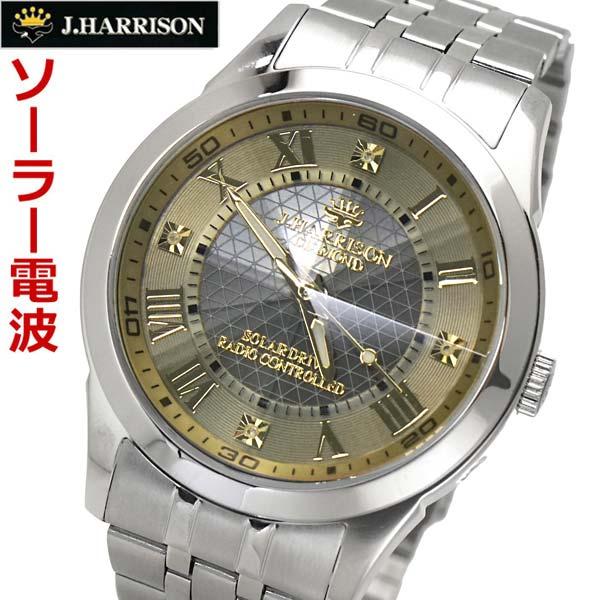 J.harrison ジョンハリソン メンズ腕時計 JH-082A-MGD ソーラー電波クォーツ ゴールド文字盤 動作品 【未使用品】 52509K83 J.HARRISON ジョンハリソン 電波ソーラー 腕時計 天然ダイヤモンド4石