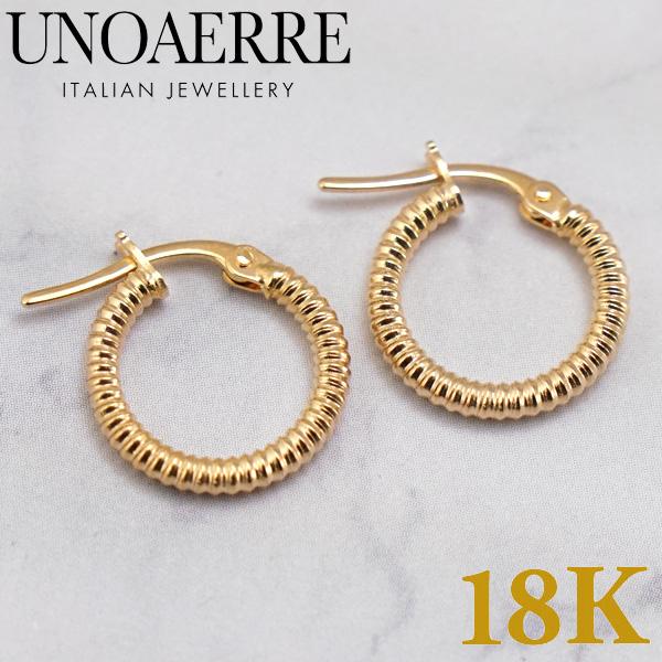 UNOAERRE（ウノアエレ） ピアス 18金 K18YG イエローゴールド フープ