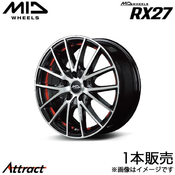 MID RX27 SX4 S-CROSS YA22S アルミホイール 1本(17×7J 5-114.3 +48 ブラックメタリックポリッシュ/アンダーカットレッ
