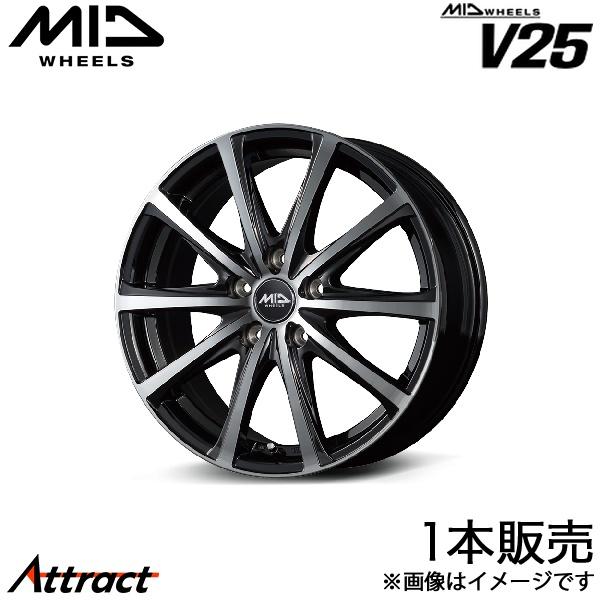 MID V25 SX4 S-CROSS YA22S アルミホイール 1本(17×7J 5-114.3 +48 ブラックポリッシュ)マルカサービス ホイール単体