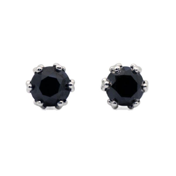 4mm ブラックダイヤモンド クローバー ピアス PT900 K18 K10対応 