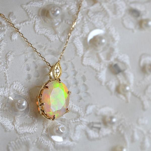 メテオーラ オパール ローズカットダイヤペンダントトップ 誕生石 4月  