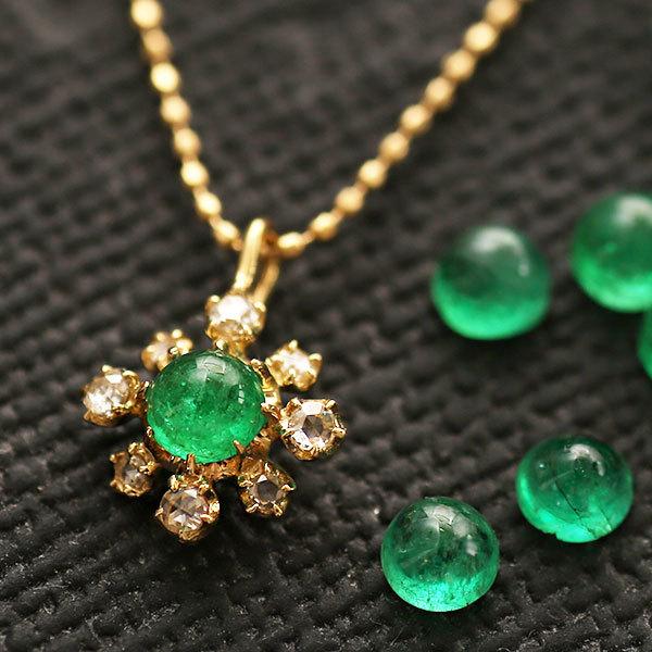 ネックレス レデイース エメラルド カボション ローズカット