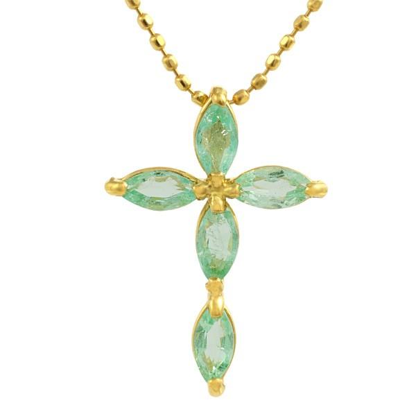 詰込福袋開催中 若草色の エメラルド クロス ペンダント トップ PT900