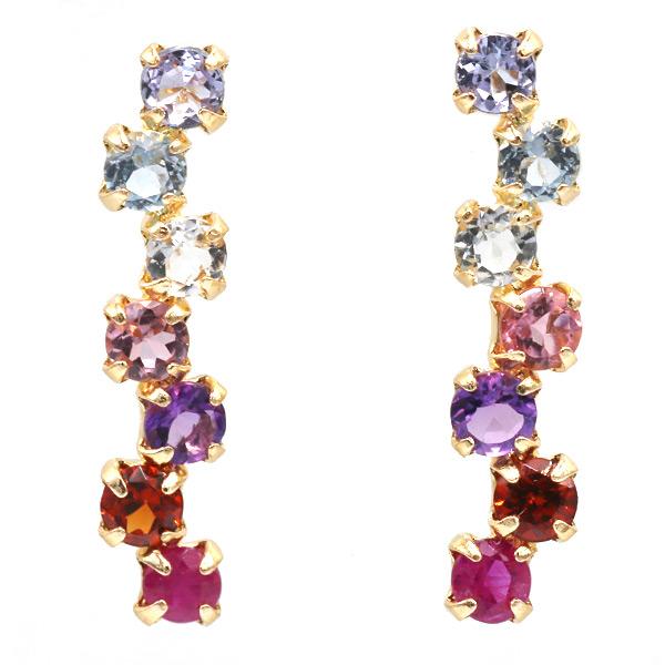 あすつく K18YG マルチカラー ピアス follow 両耳 : ze-498  