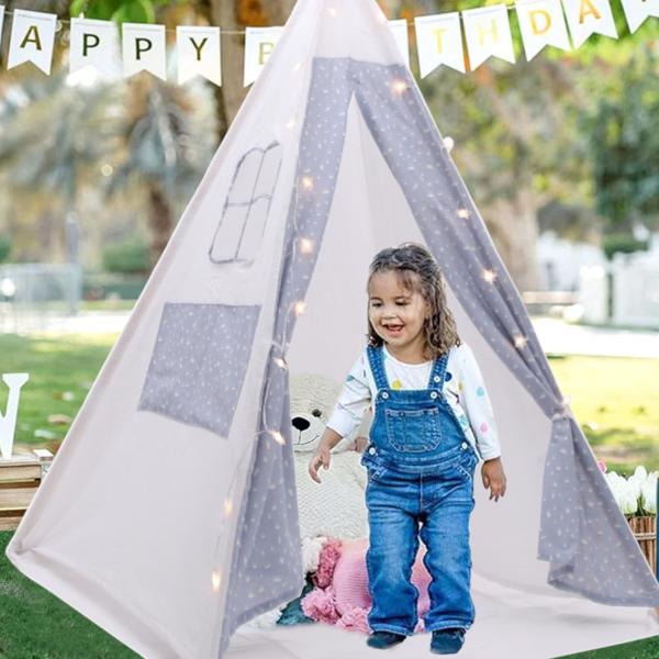 商品名：BERPYキッズテントサイズ：120×120cm 高さ：130〜150cm素材　：生地：綿10％＆ポリエステル90％　　　　支柱：松の木内容　：テント生地×1　　　　下敷き布×1　　　　収納袋×1　　　　LEDライト×1　　　　固定...