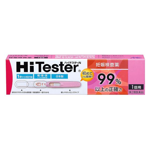 特徴 ●99%以上の正確さです。 ●尿をかけるだけの簡単操作です。 ●1分から判定可能です。 ●判定結果が一目でわかります。  尿中のヒト絨毛性性腺刺激ホルモン（ｈＣＧ）の検出〔妊娠の検査〕