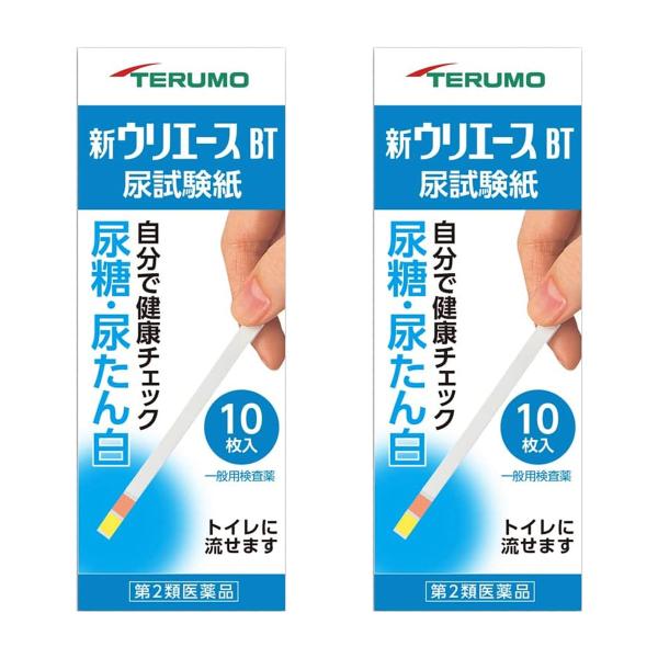 □特徴□ 尿に出ている糖とたんぱくの量を検査する試験紙です。試験紙に尿を約1秒間かけるか、もしくはコップに尿をとってそこに試験紙を約1秒間つけます。そして尿たんぱくは10秒後、尿糖は30秒後の試験紙の色の変化で判定。容器にわかりやすい色調表...