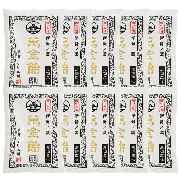 商品特徴伊勢国朝熊岳萬金飴は、沖縄の黒糖に３種類の和漢植物（阿仙薬、甘草、桂皮）を配合した、のどとおなかにうれしい、風味豊かな黒飴です。のどをいたわるように、なるべく、噛まずにゆっくりとお召し上がりください。又、噛んでしまうと和漢植物の苦味...