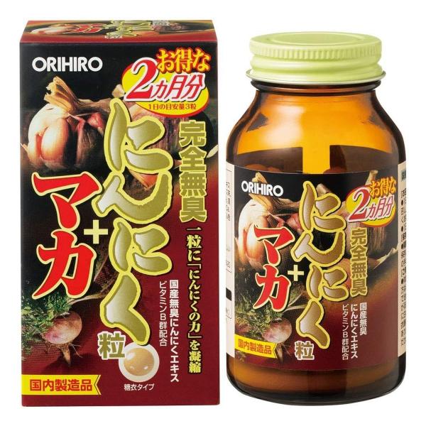 無臭濃縮タイプのにんにくエキスを主原料に、マカとビタミンＢ群などを糖衣で包んだ完全無臭タイプです。元気不足が気になる方のサプリメントとしてご利用ください。