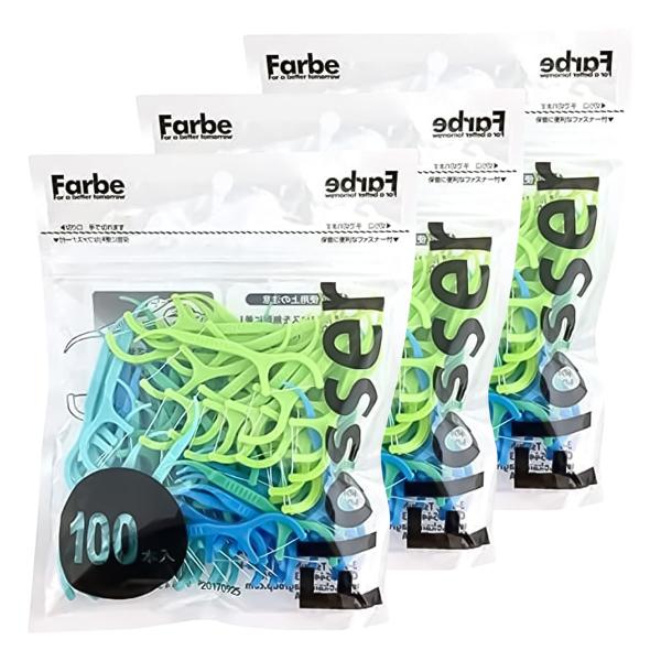 オカムラ デンタルフロス Farbe Flosser ファルベフロッサー ブルー 1袋 100本入