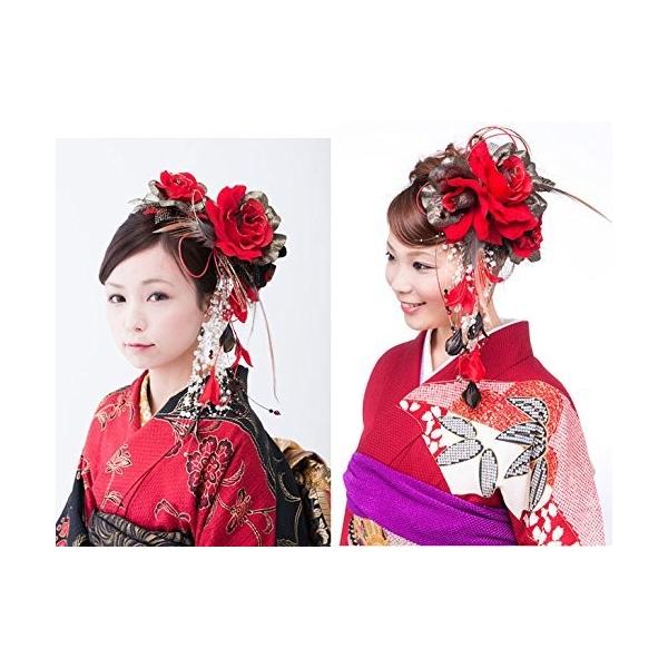 花髪飾りセット シャレード かんざし 赤レッド 成人式 振袖 卒業式 袴 着物 和装 簪 髪型 Sagaretxe Net