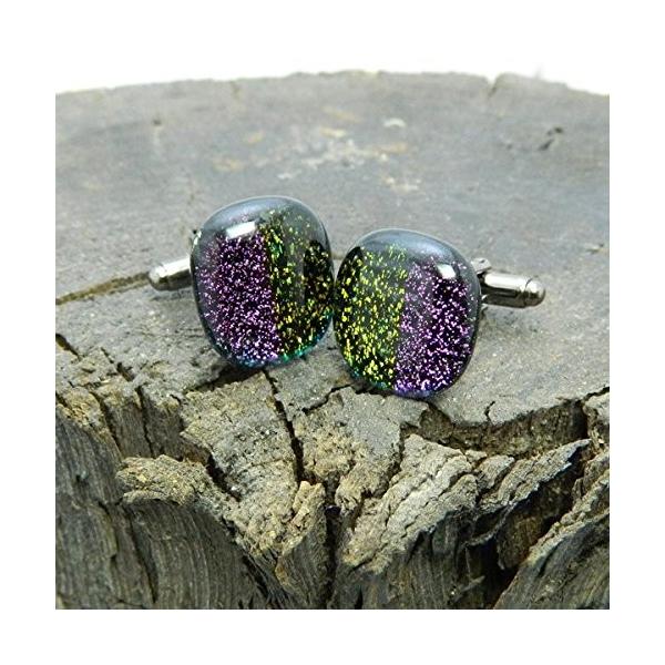 オリジナル 手作りガラス カフス Half Apple カフスボタン Glas141 Aogu Or Ug