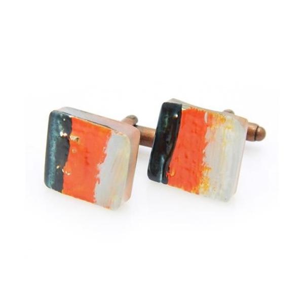 オリジナル 手作り ガラス カフス カフリンクス Enamel彩036 正規逆輸入品 カフスボタン