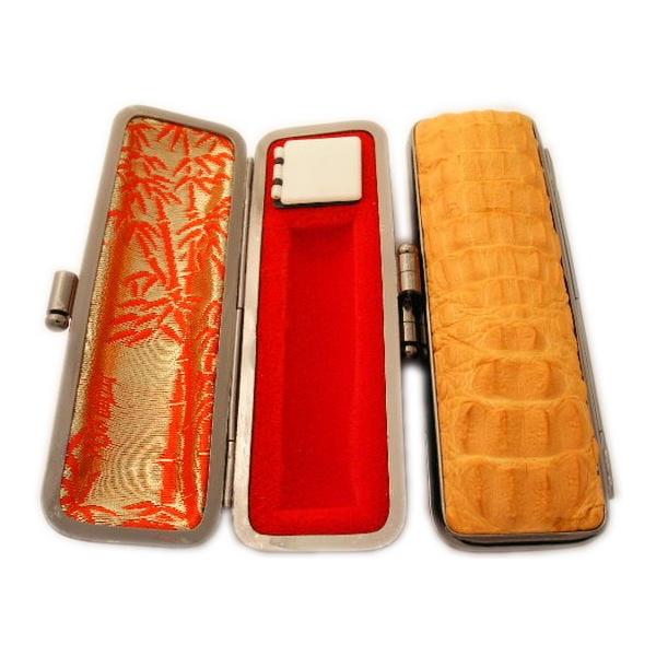 印鑑ケース はんこケース ワニ革 ケース S 縦頭背ワ二 16.5mm