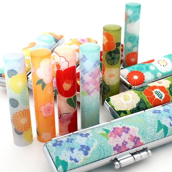 印鑑セット 東京ちりめん 12mm 銀行印 はんこ 印鑑ケース 朱肉付き 和