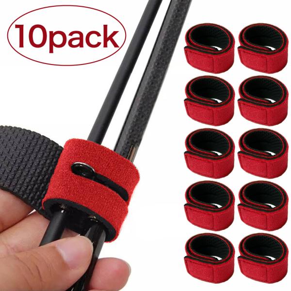 【3カラー】無くしがちな 釣り道具 ロッドバンド を10本セット各3色にて販売。  大切なロッドを守るために持っておきたい 魚釣り道具 の1つです。【スリット付き】スリットにロッドのガイドを通して巻き付ければ装着簡単！更に裏地には滑り止め加...
