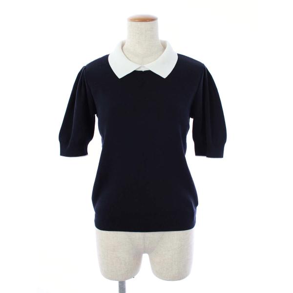 FOXEY フォクシー　白襟ニットCollette 40サイズ 美品】フォクシー 白襟 レザー ワンピース ニット 花柄 フラワー