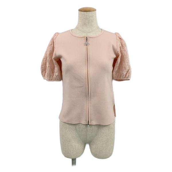 ルネ カーディガン フロントビジュージップ チェック 半袖 34  